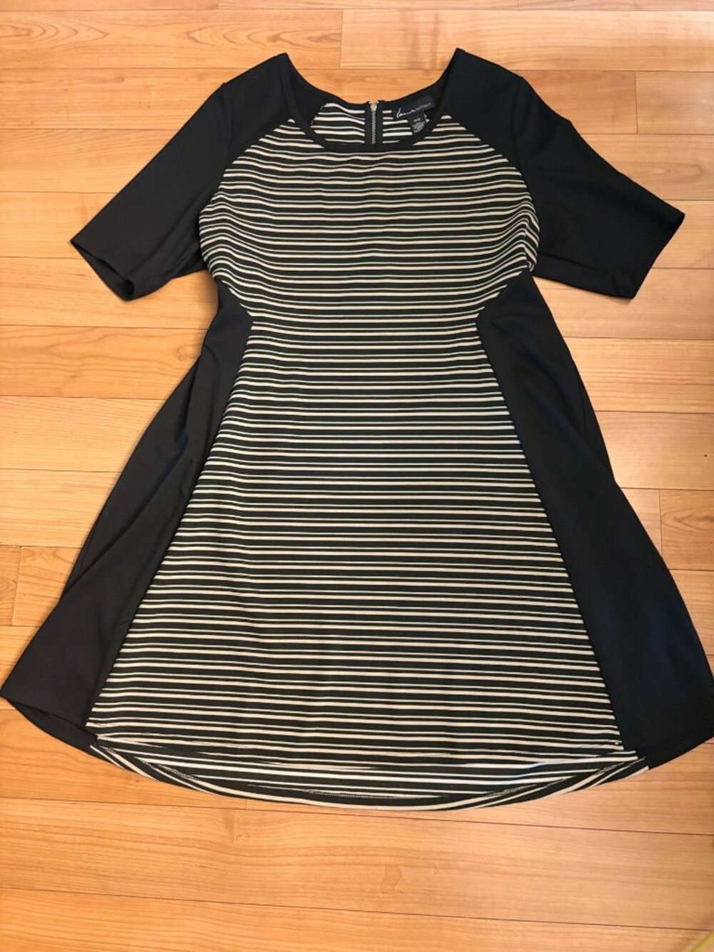 Lane Bryant Black & White Striped Illusion Dress Size 18/20